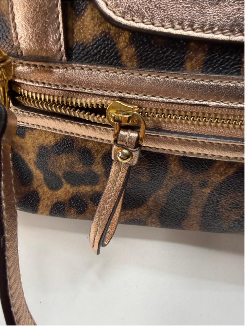 Women's Dolce & Gabbana Leopard Print Satchel Bag, One Size, Brown and Gold - Picture 5 of 16